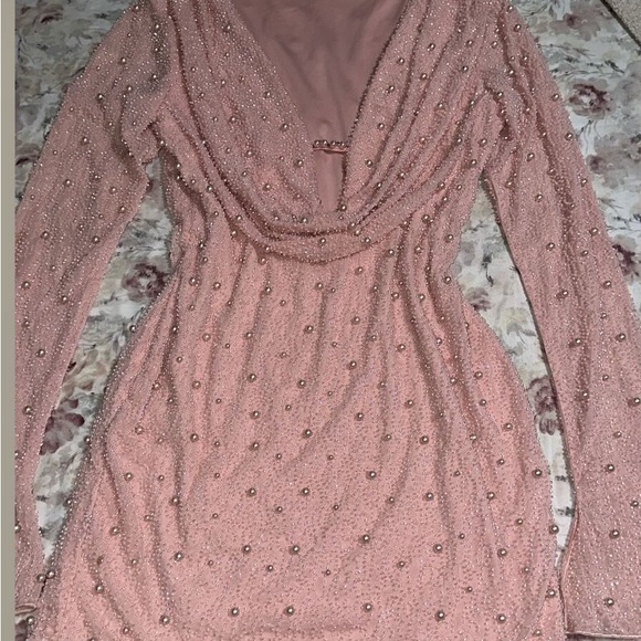 Oh Polly Elegant Pink Beaded Dress - Picture 1 of 2